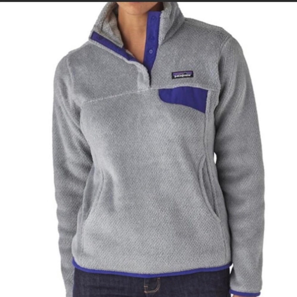 Patagonia Re-Tool Snap T Pullover gray and purple size small